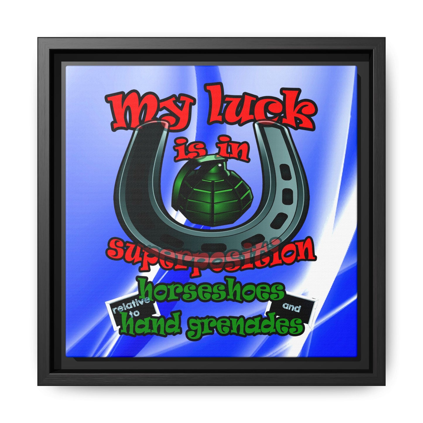 my luck - framed canvas art (blue-white wave)