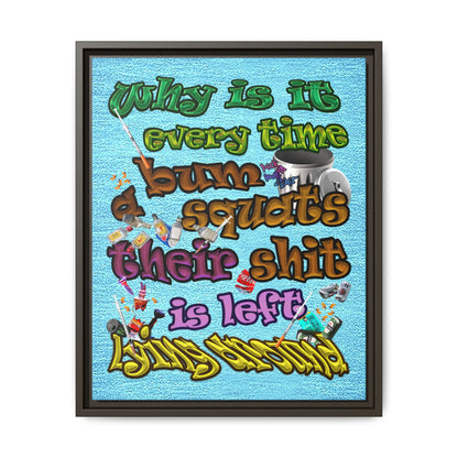 the bum's shit - framed canvas art (faded blue)