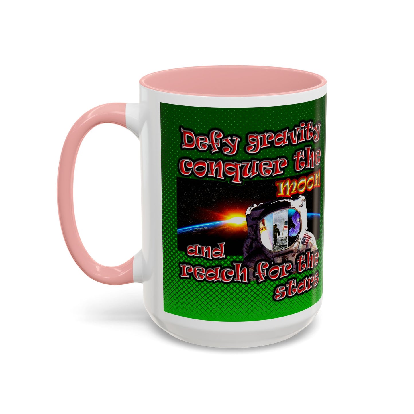 defy conquer reach - Accent Mug (logo green)