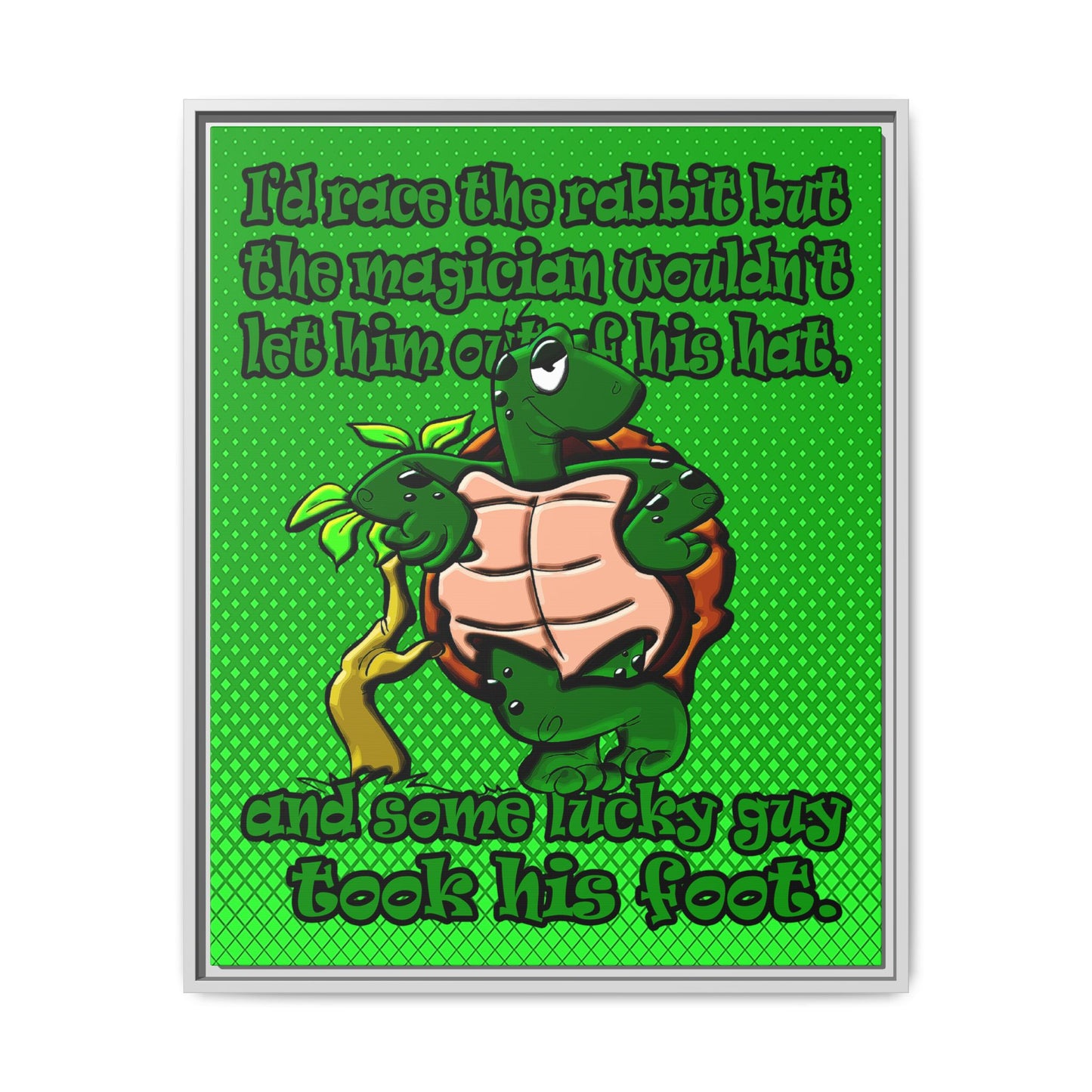 turtle race - framed canvas art (logo green)