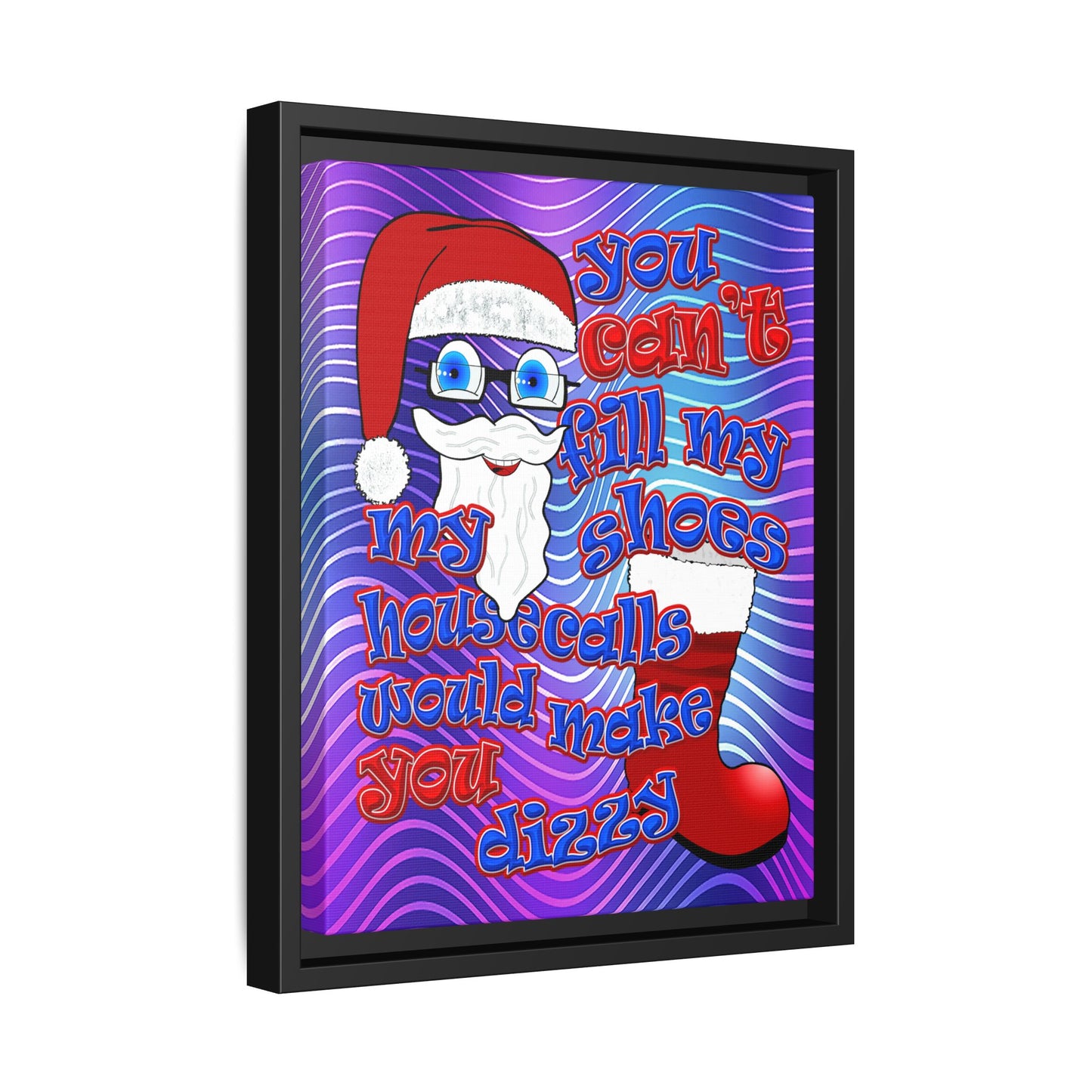 santa's shoes - framed canvas art (purple wave)