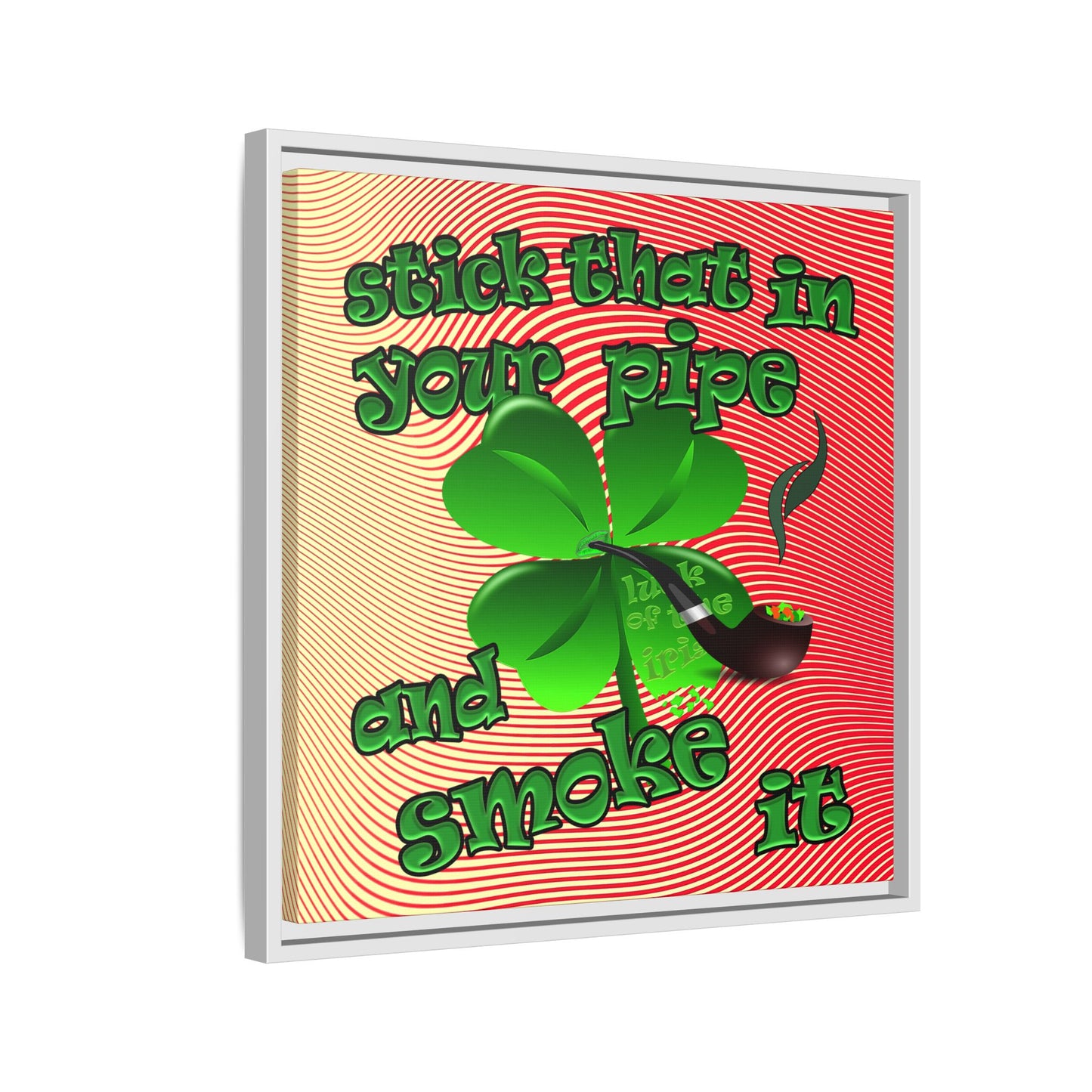 stick that in your pipe and smoke it - framed canvas art (yellow-orange wave)