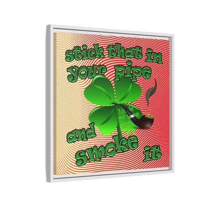 stick that in your pipe and smoke it - framed canvas art (yellow-orange wave)