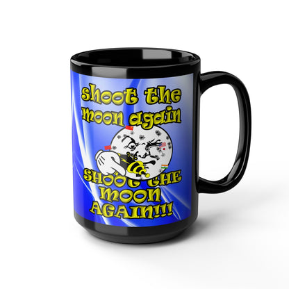 shoot the moon again - Black Mug (blue-white wave)