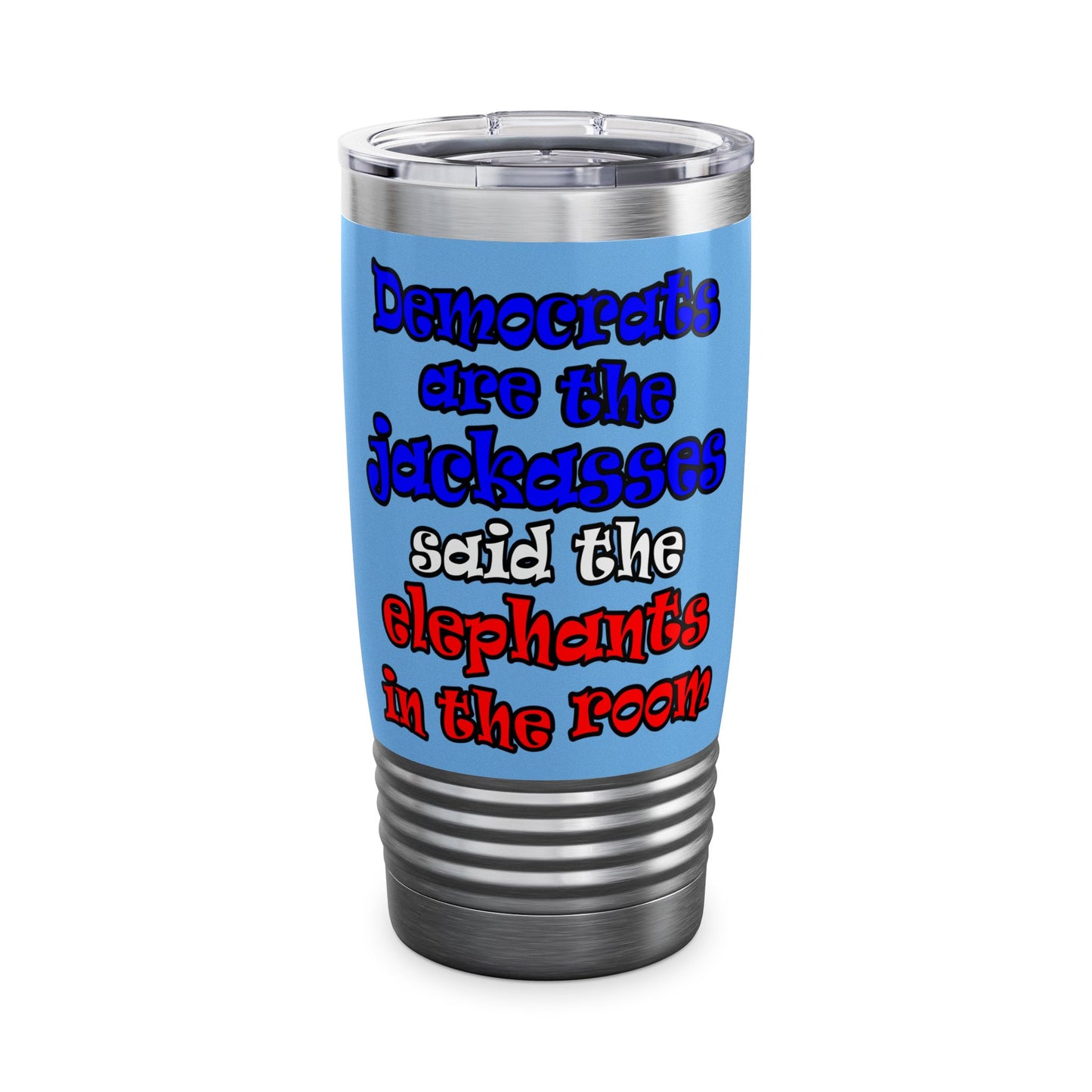 donkeys and elephants - Ringneck Tumbler, 20oz (light blue)