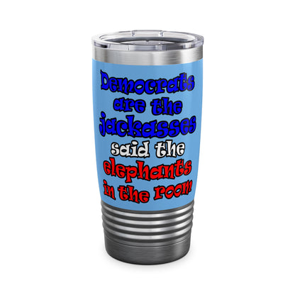 donkeys and elephants - Ringneck Tumbler, 20oz (light blue)