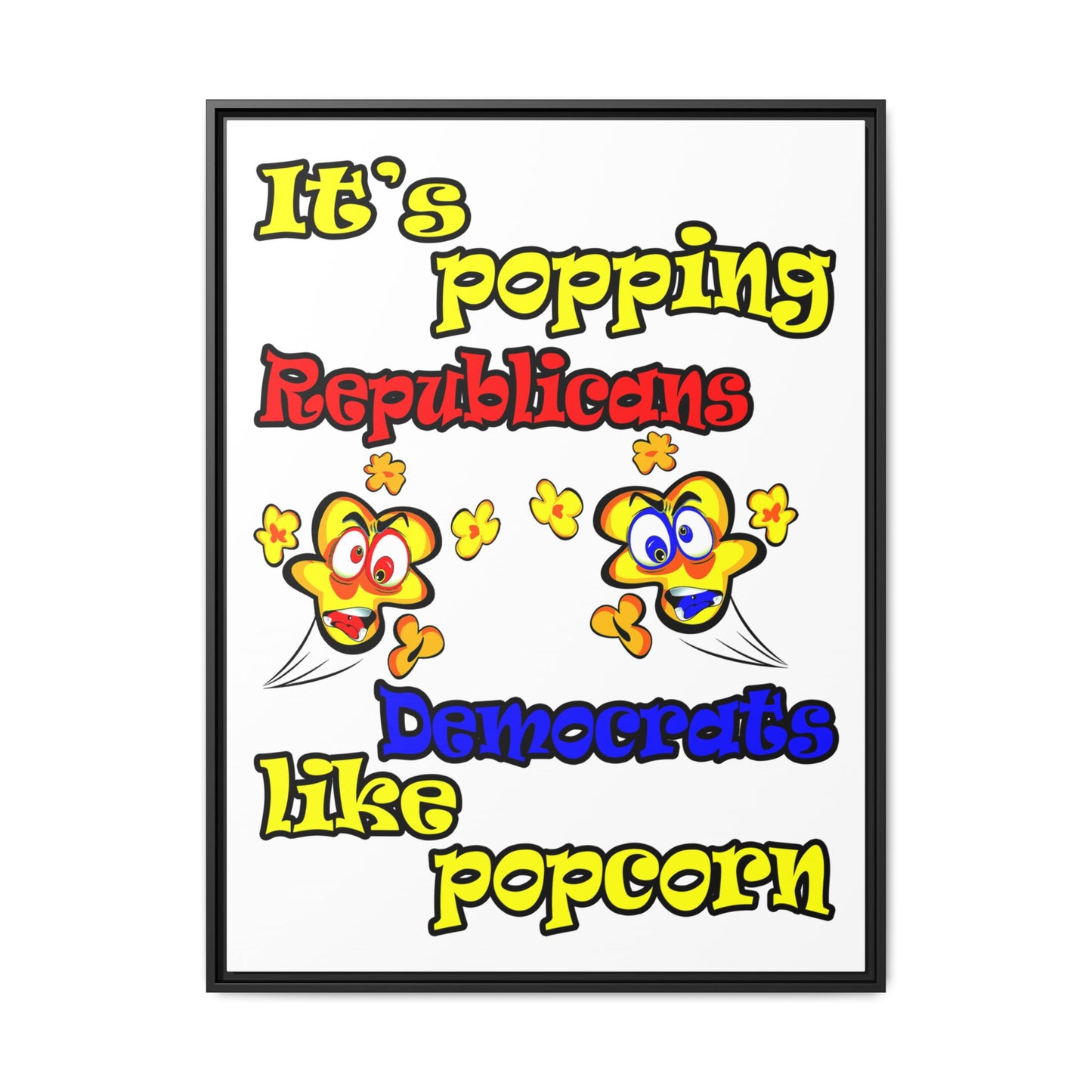popping like popcorn - framed canvas art (white)