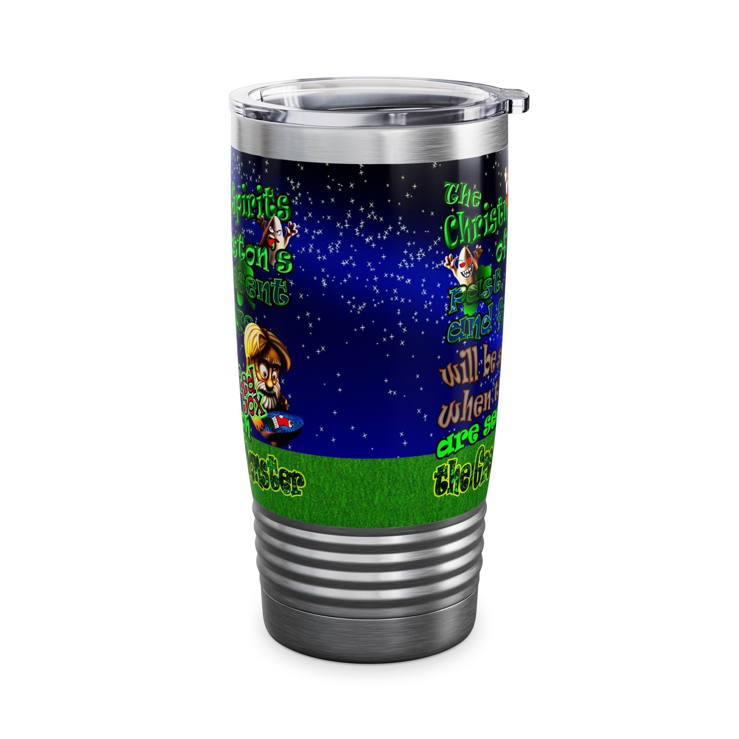 christmas spirits of boston - Ringneck Tumbler, 20oz ('snoops' background)