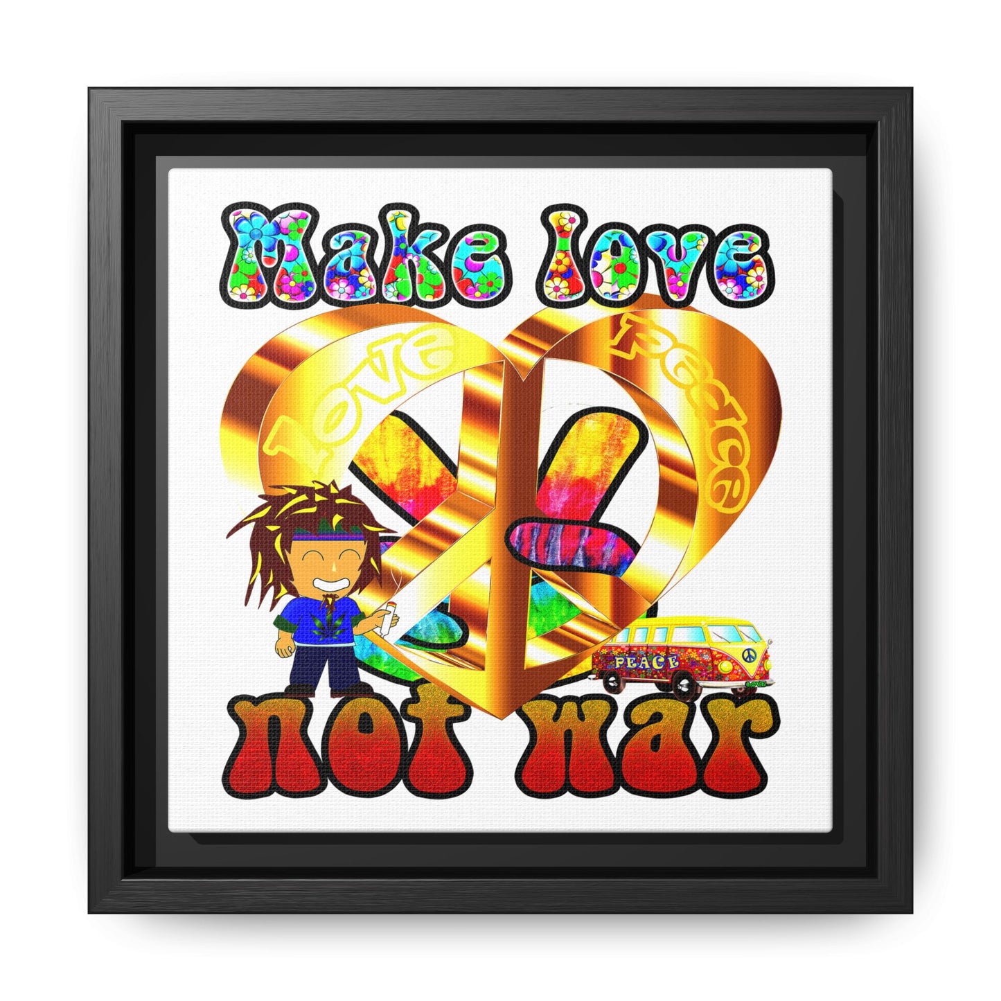 love peace - framed canvas art (white)