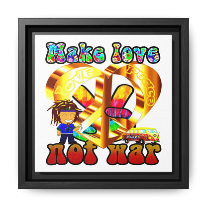 love peace - framed canvas art (white)