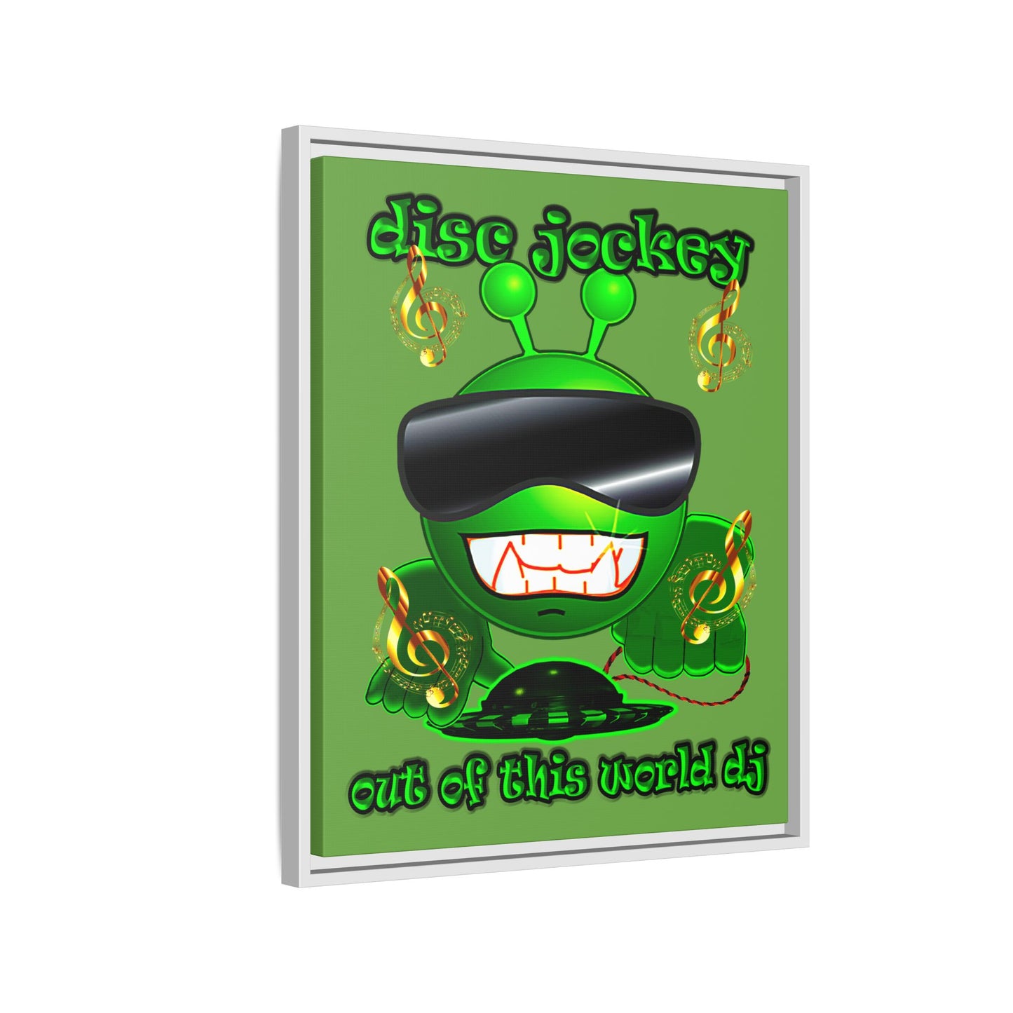 disc jockey - framed canvas art (green)