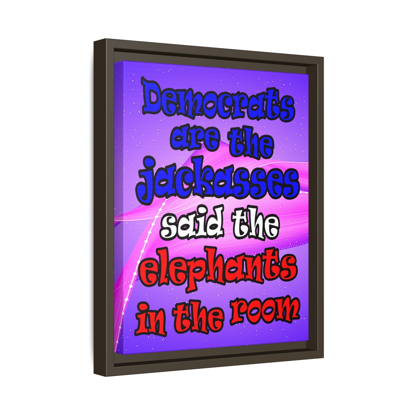donkeys and elephants - framed canvas art (purple-pink wave)