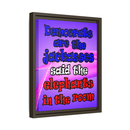 donkeys and elephants - framed canvas art (purple-pink wave)