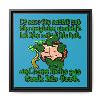 turtle race - framed canvas art (turquoise)