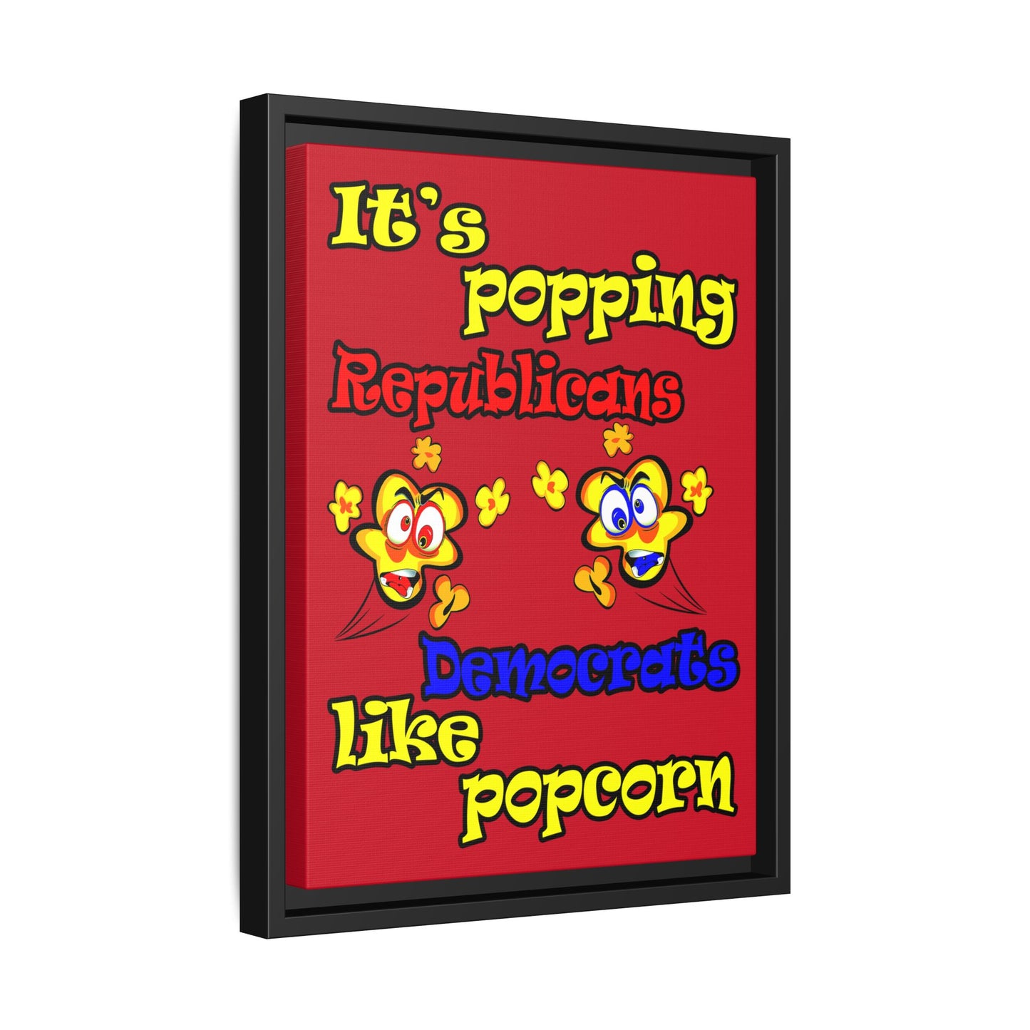 popping like popcorn - framed canvas art (dark red)
