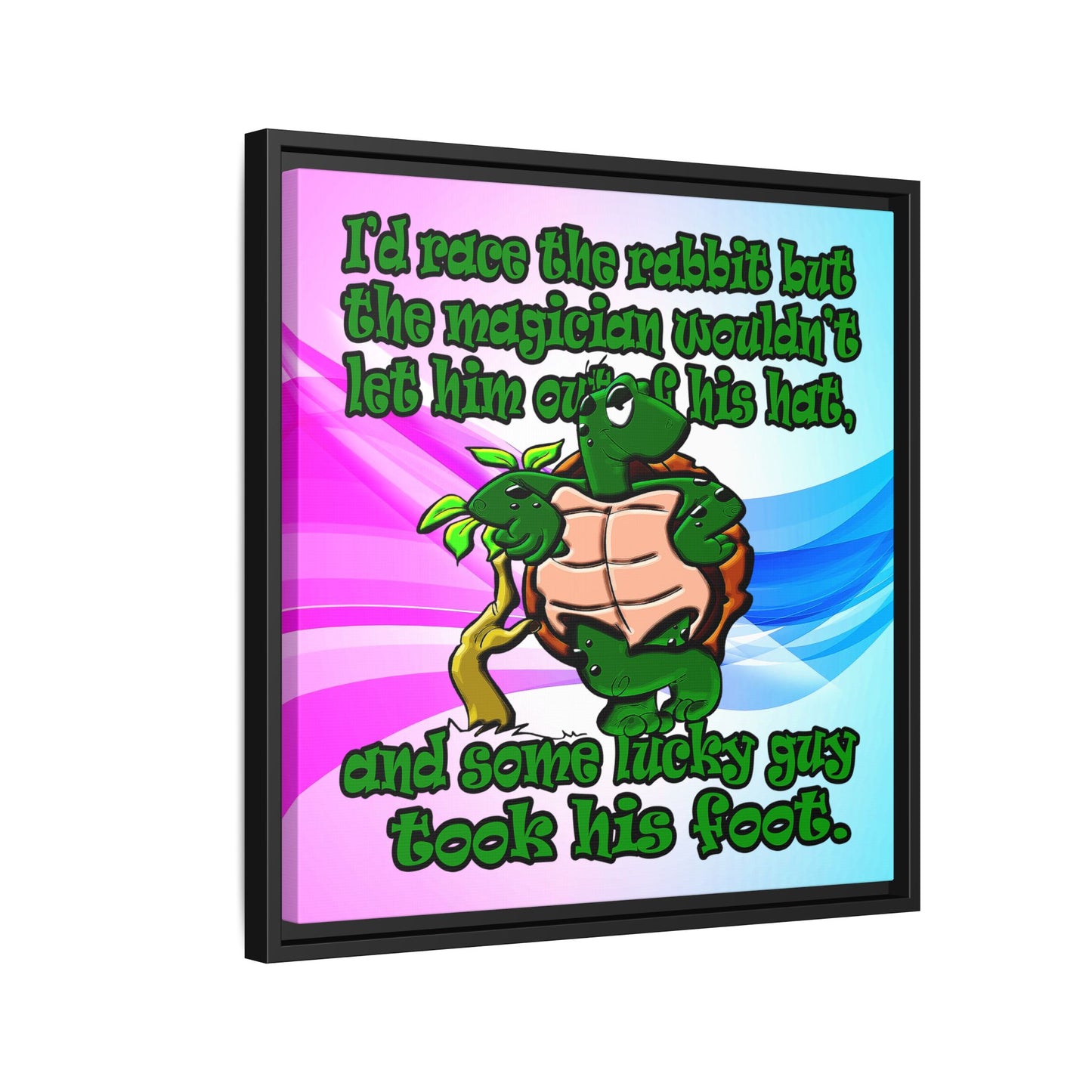 turtle race - framed canvas art (light blue-pink wave)