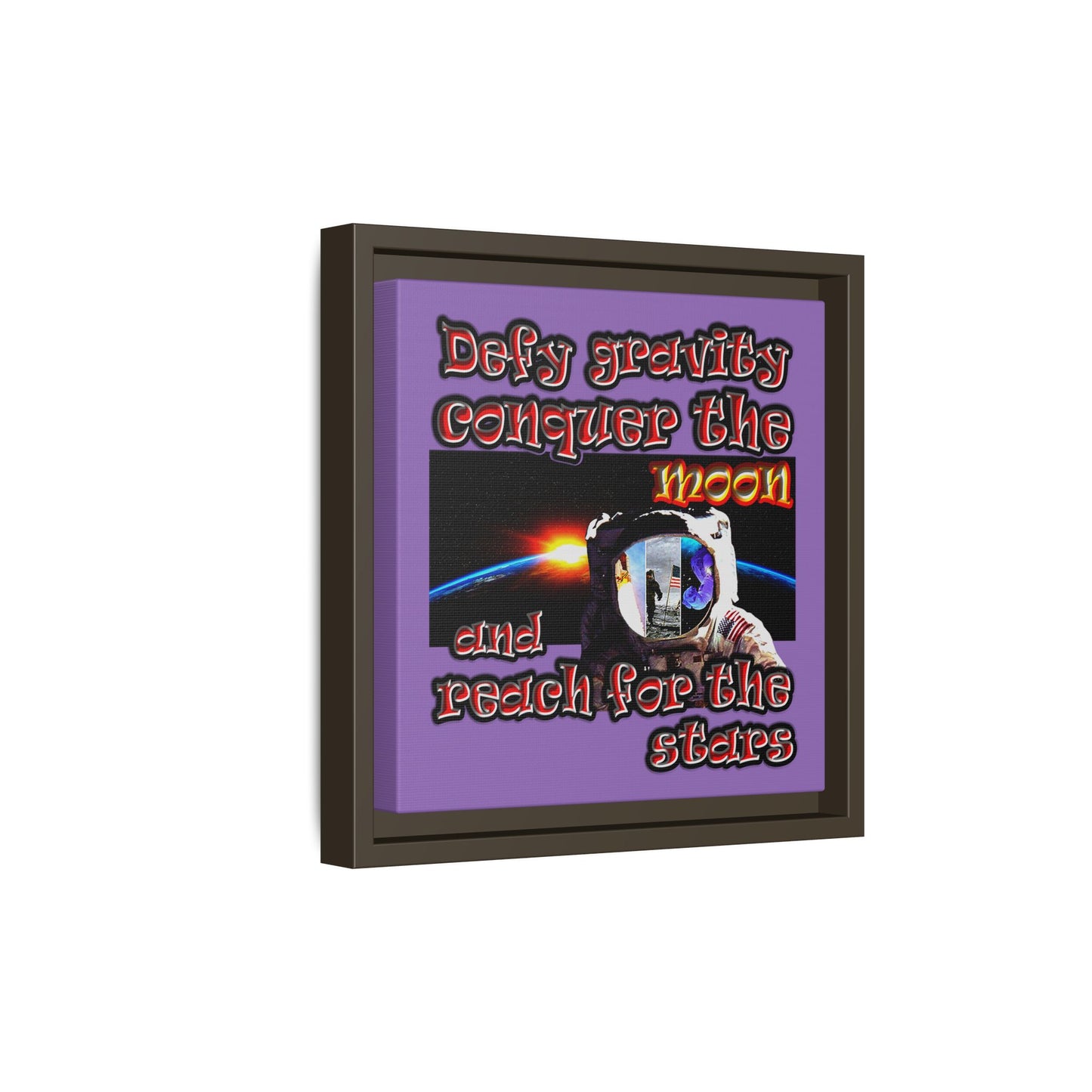 defy conquer reach - framed canvas art (light purple)
