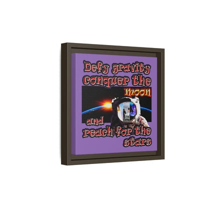 defy conquer reach - framed canvas art (light purple)