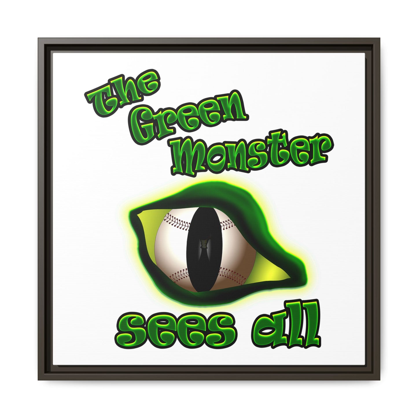 green monster - framed canvas art (white)