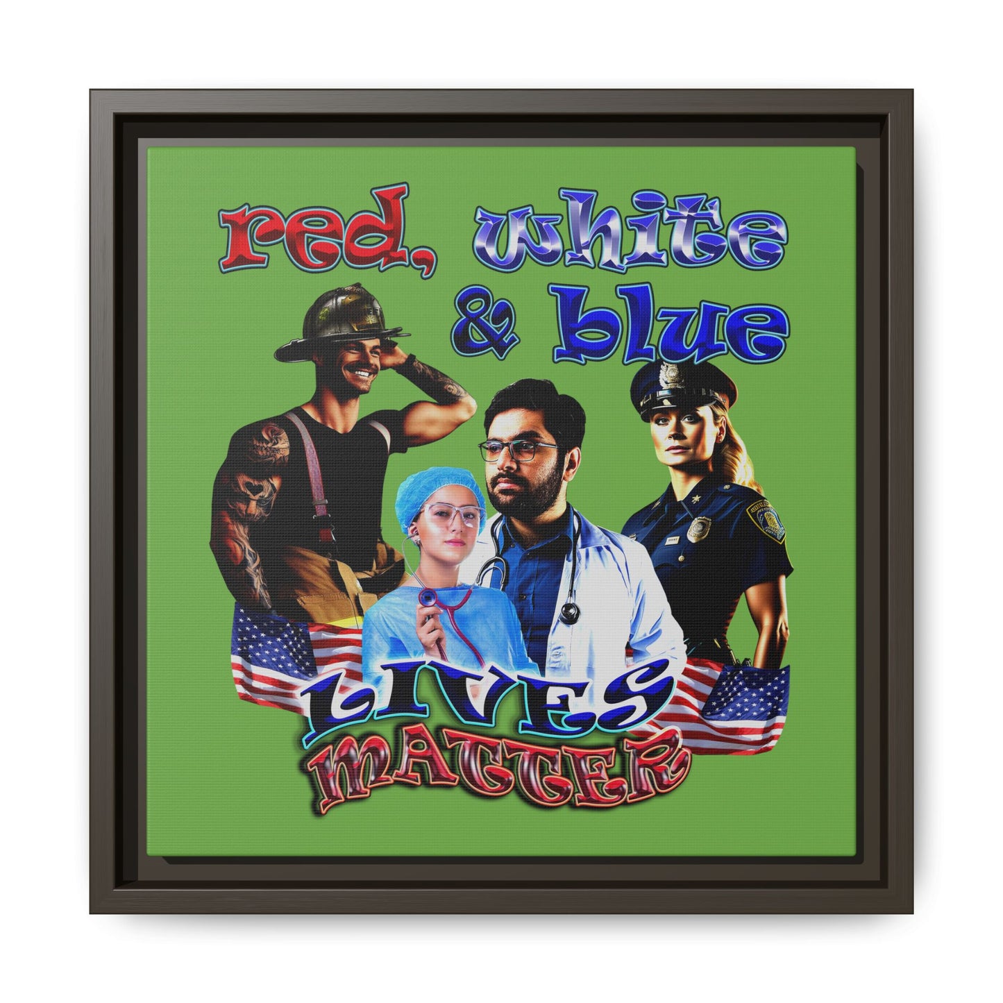 rw&b lives matter - framed canvas art (green)