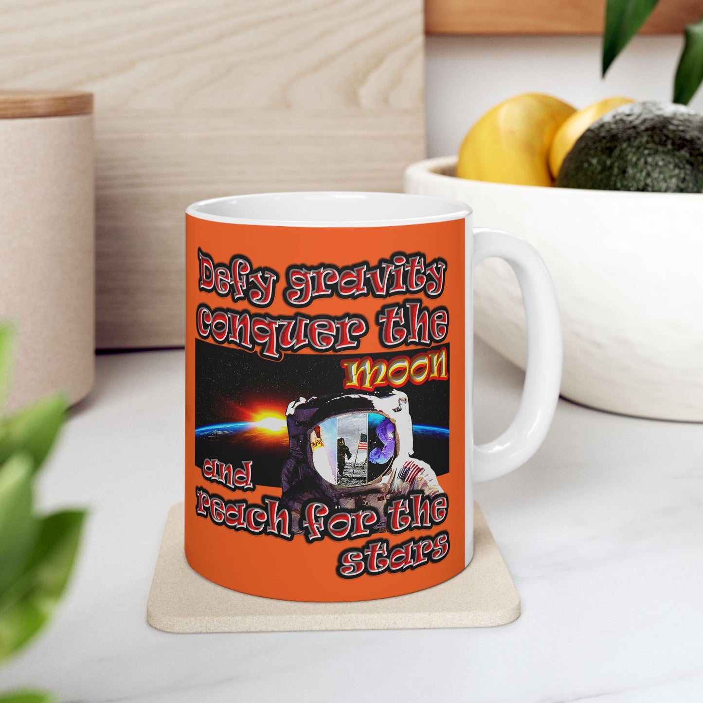 defy conquer reach - White Mug (orange)