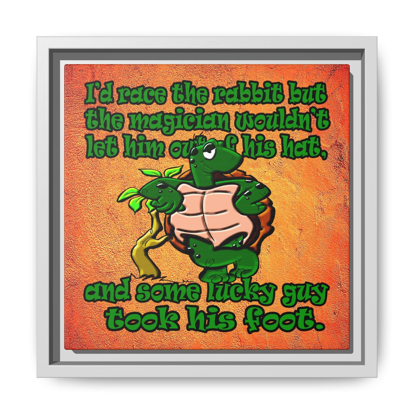 turtle race - framed canvas art (burnt orange)