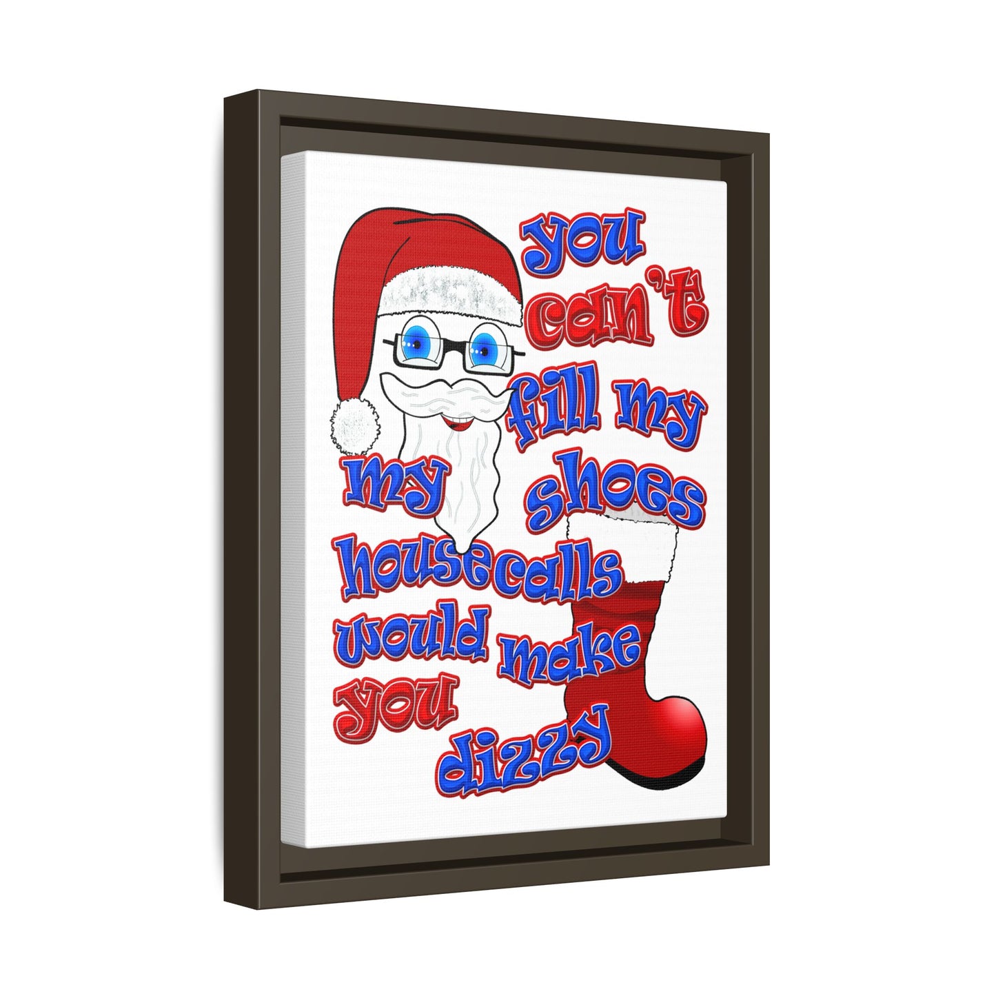 santa's shoes - framed canvas art (white)