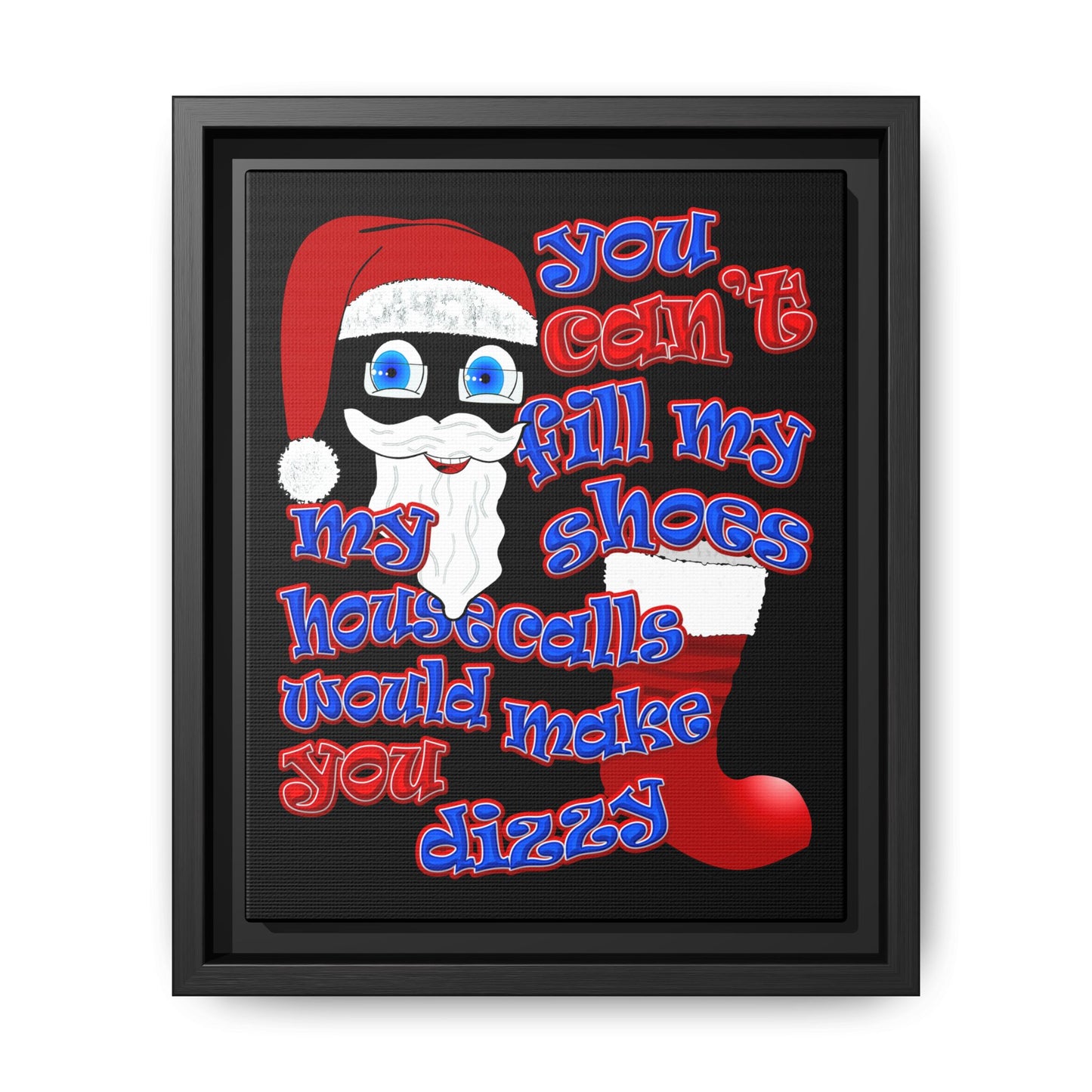 santa's shoes - framed canvas art (black)