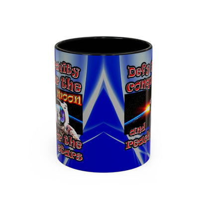 defy conquer reach - Accent Mug (blue-white wave)