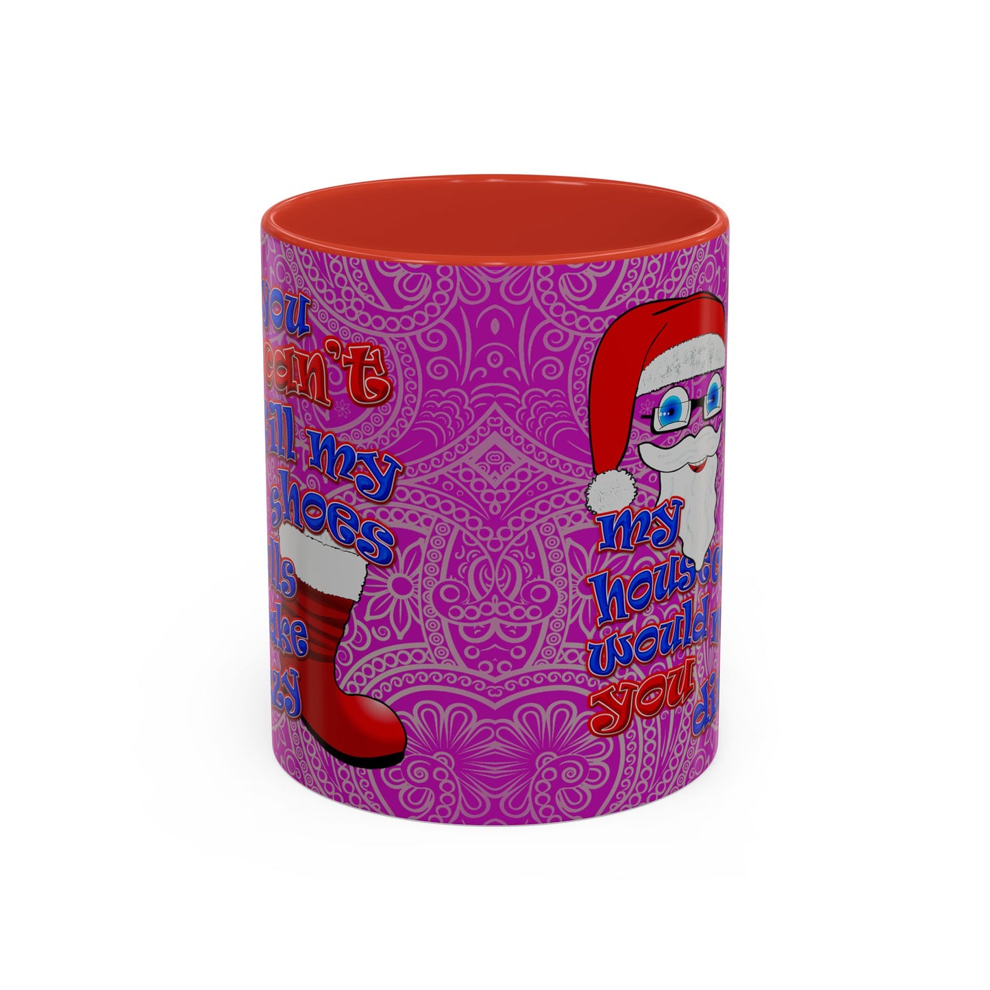 santa's shoes - Accent Mug (pink swirl)