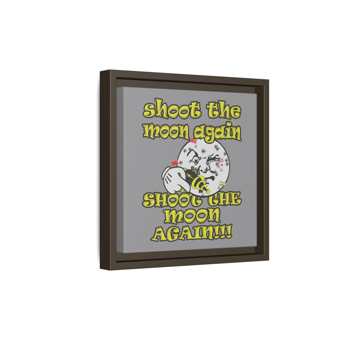 shoot the moon again - framed canvas art (grey)
