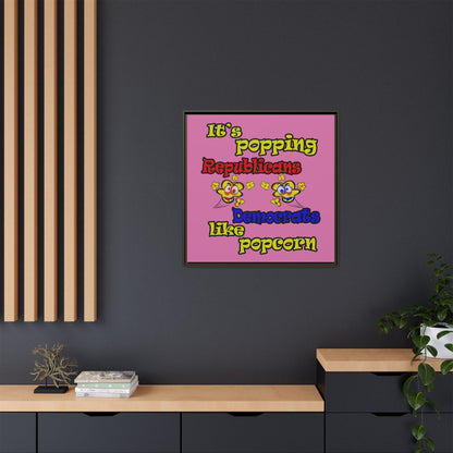 popping like popcorn - framed canvas art (light pink)
