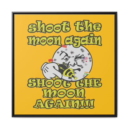 shoot the moon again - framed canvas art (yellow)