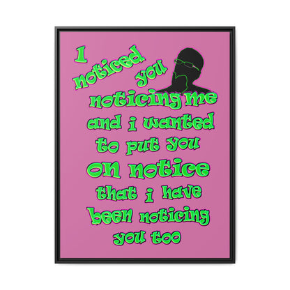 noticed you noticing - framed canvas art (light pink)