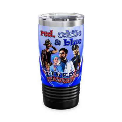 rw&b lives matter - Ringneck Tumbler, 20oz (blue-white wave)
