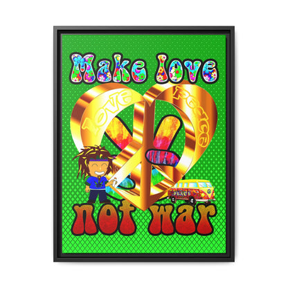 love peace - framed canvas art (logo green)