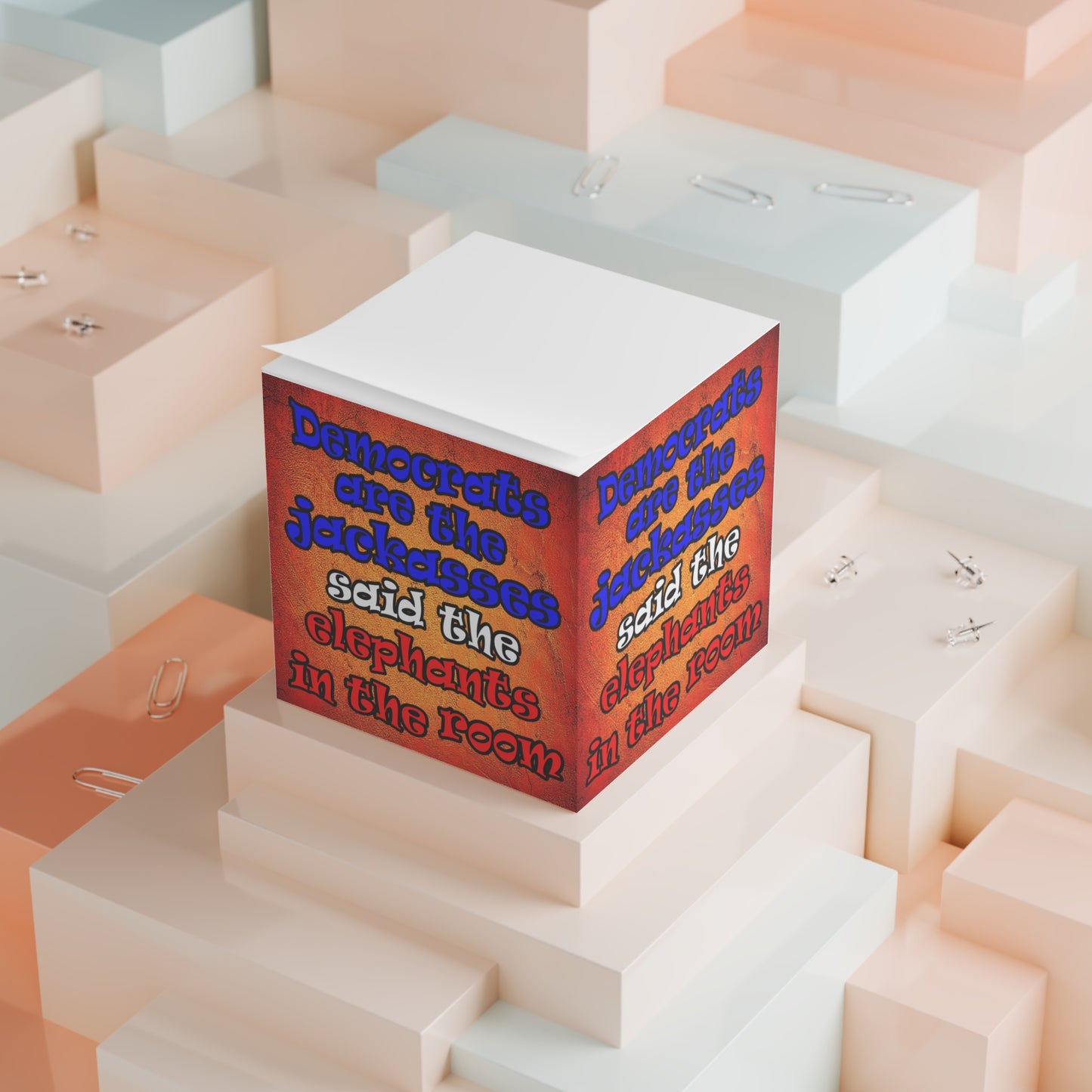 donkeys and elephants - note cube (burnt orange)