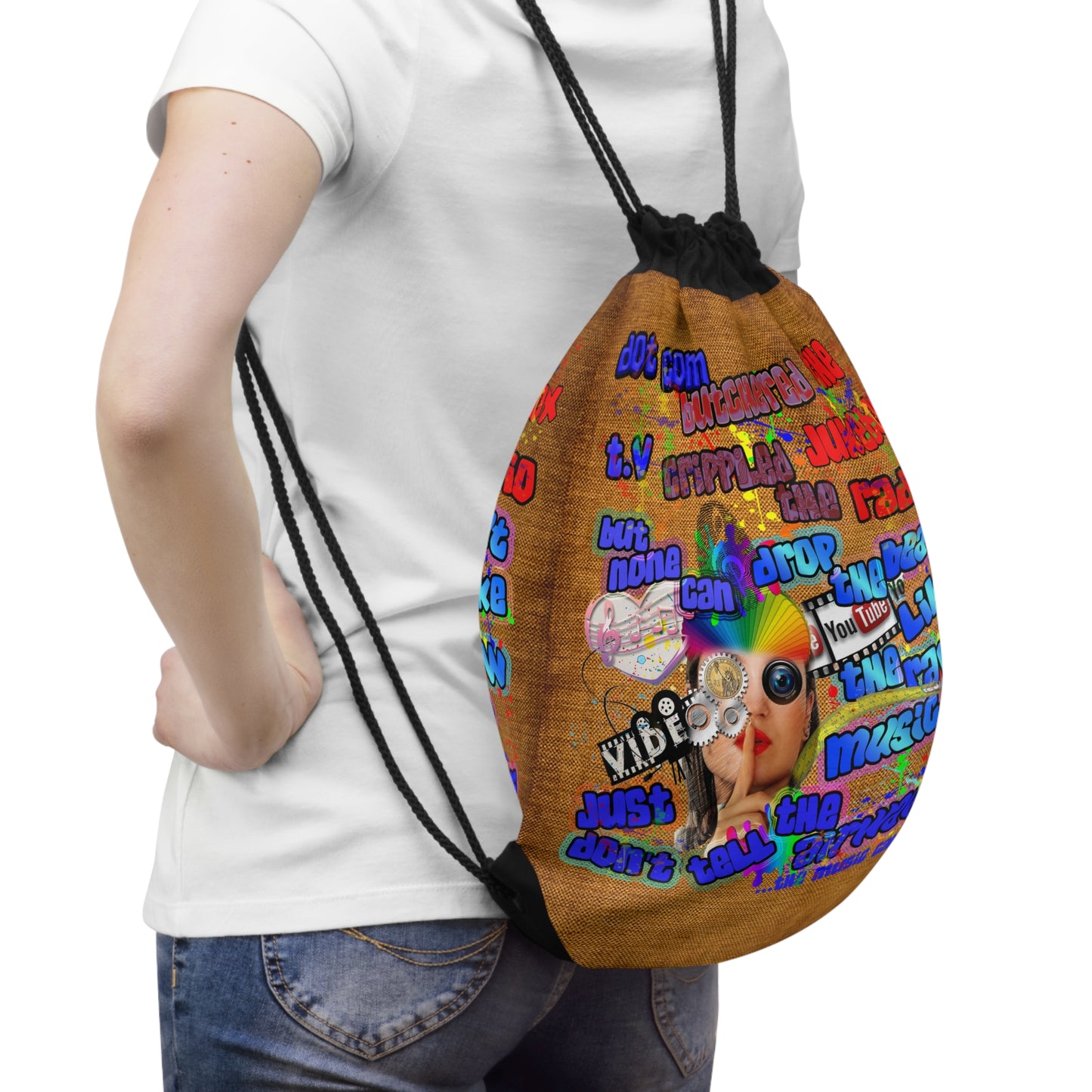 drop the beat - Drawstring Bag (dichromatic brown papyrus)