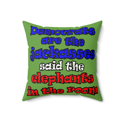 donkeys and elephants - Faux Suede Square Pillow - (green)