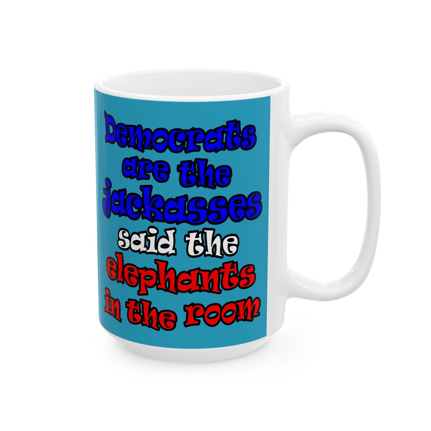 donkeys and elephants - White Mug (turquoise)