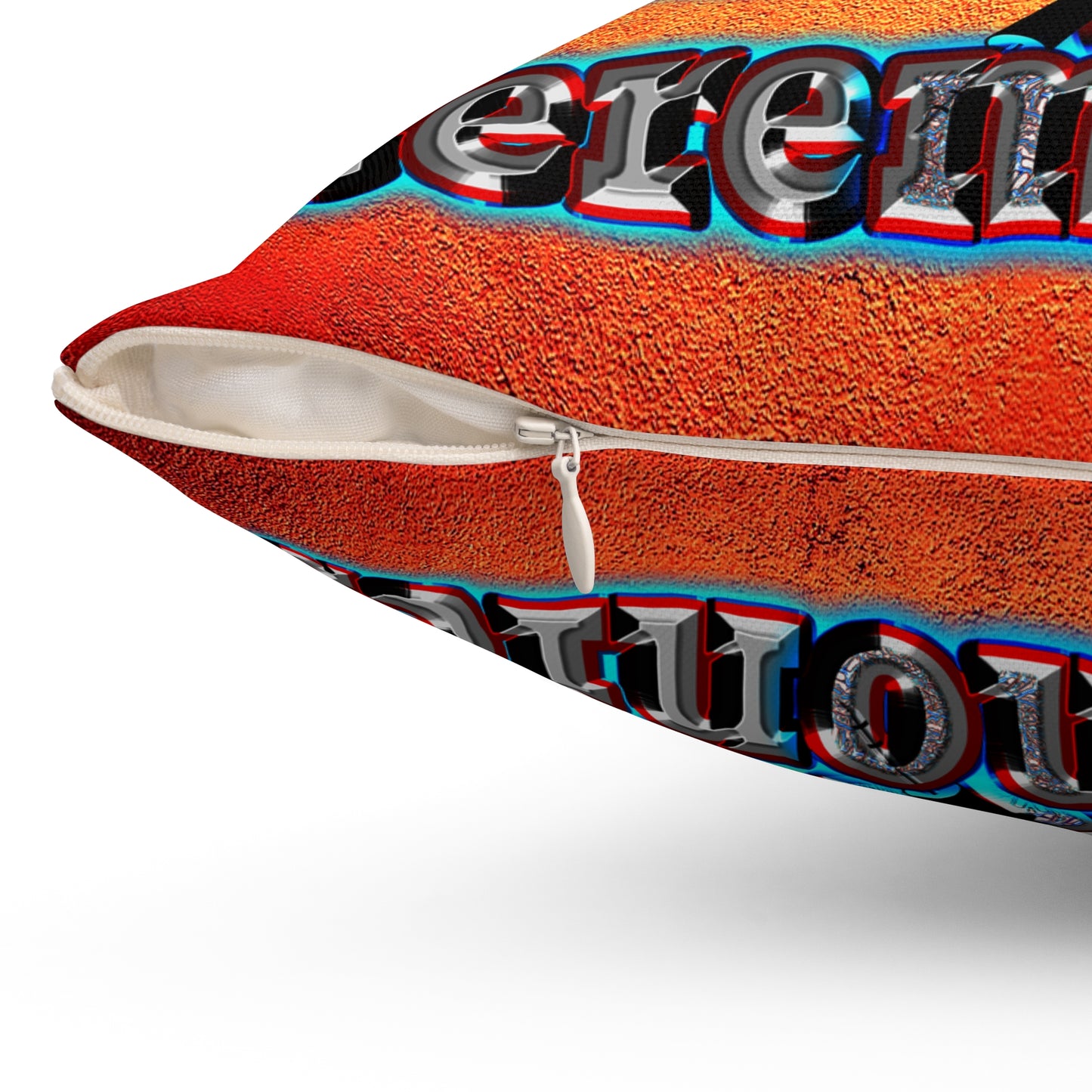 em cee squared - Spun Polyester Square Pillow - (burnt orange)