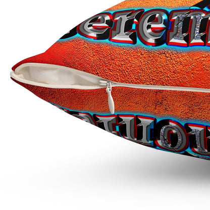 em cee squared - Spun Polyester Square Pillow - (burnt orange)