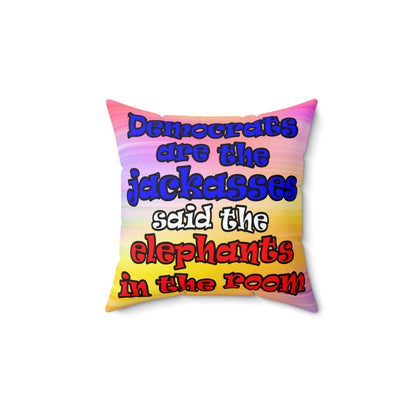 donkeys and elephants - Spun Polyester Square Pillow - (color blur)