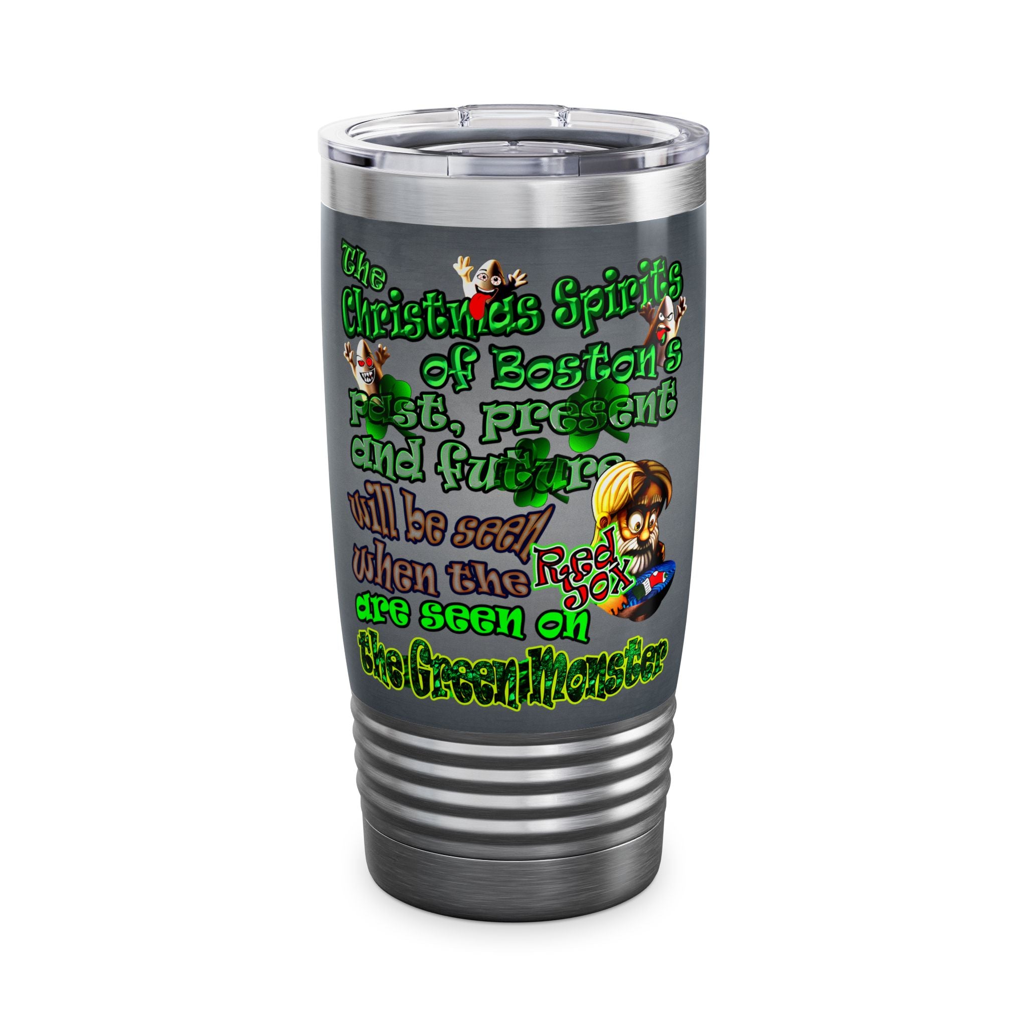 christmas spirits of boston - Ringneck Tumbler, 20oz (grey-light grey)