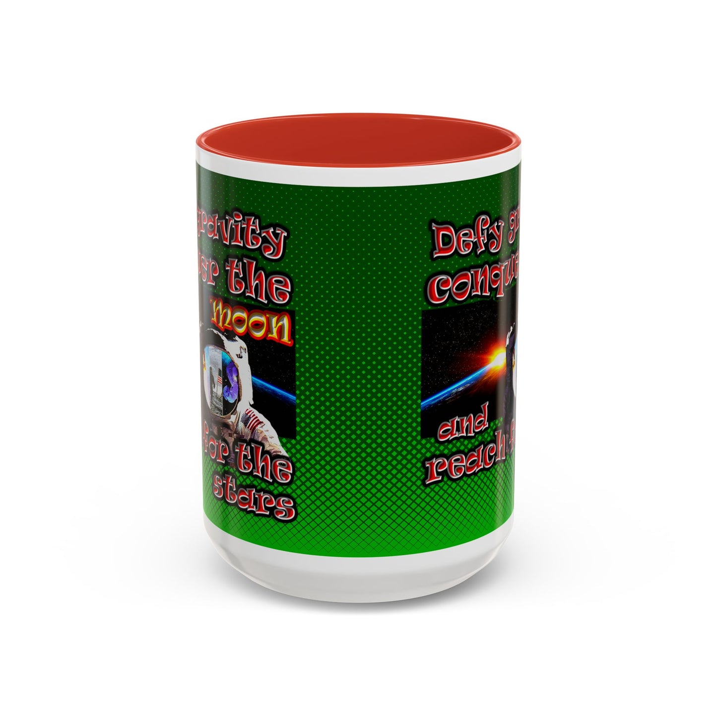 defy conquer reach - Accent Mug (logo green)