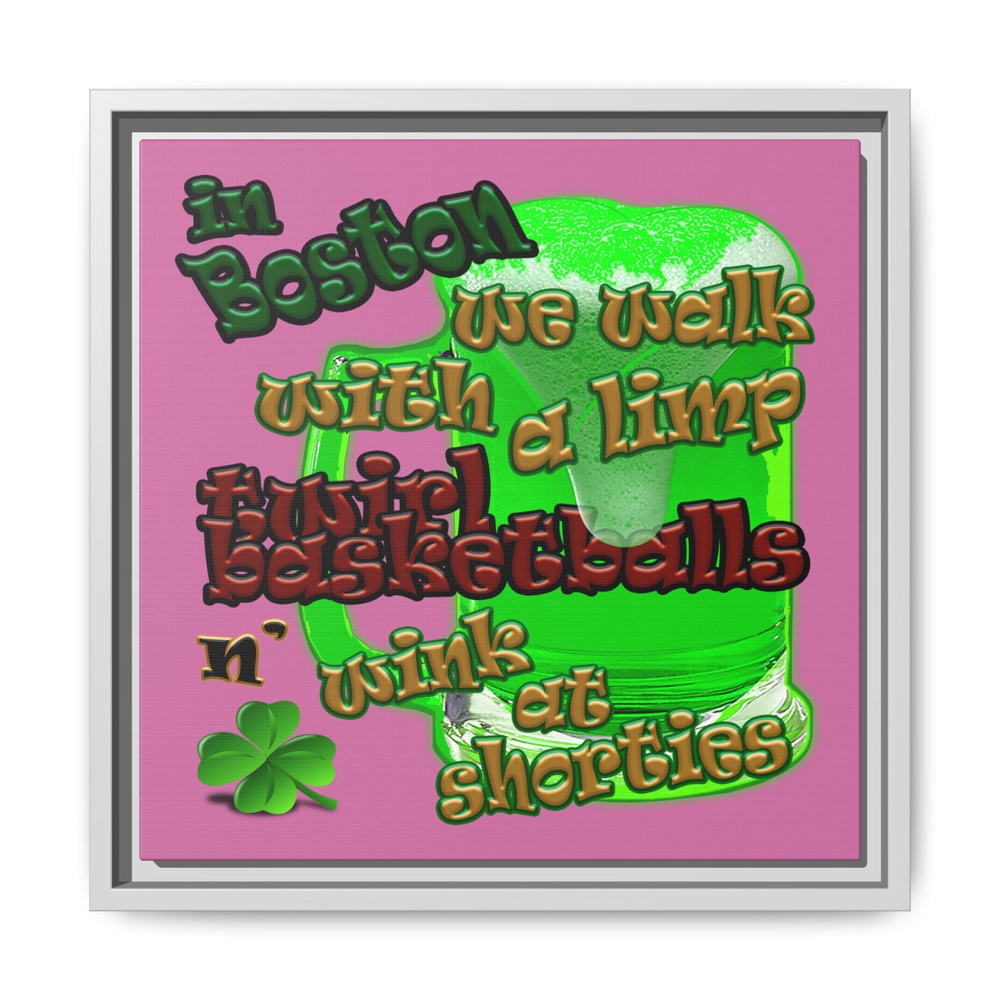 celtics logo - framed canvas art (light pink)