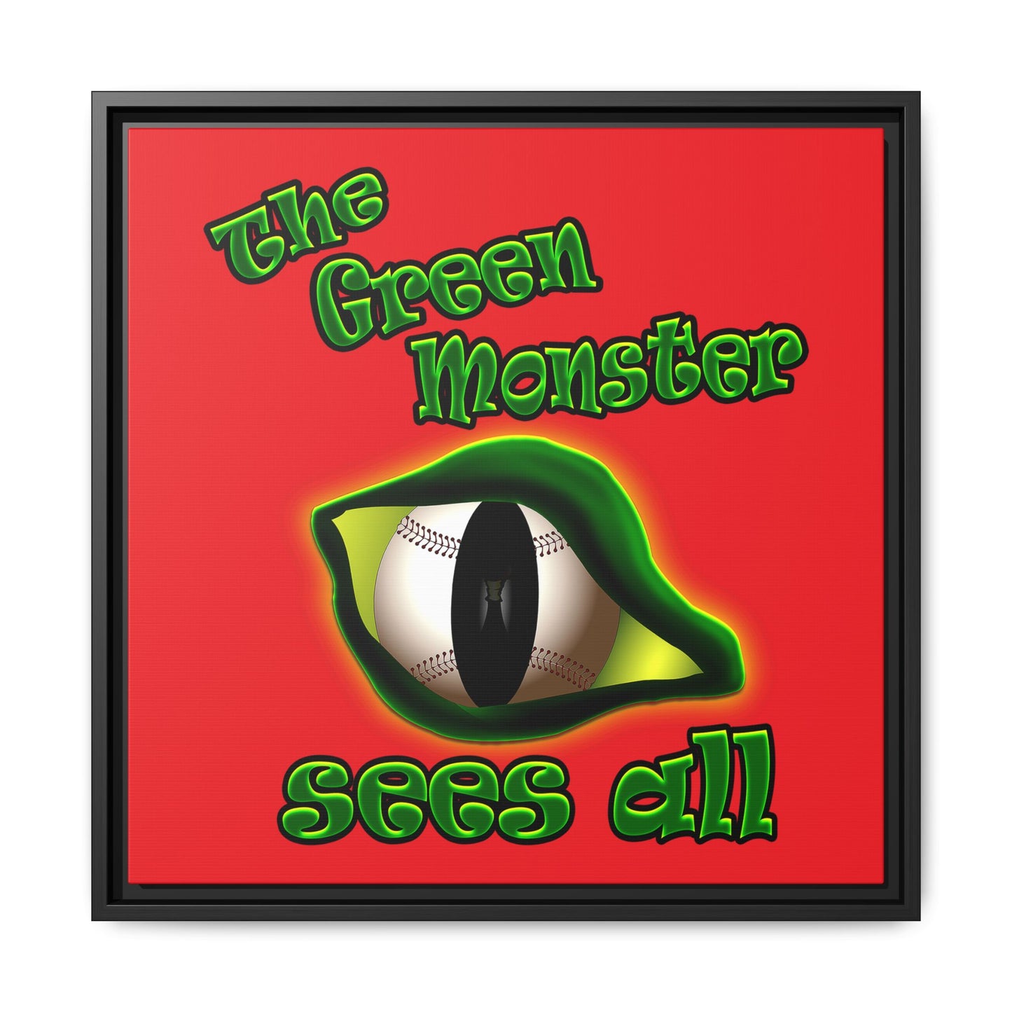 green monster - framed canvas art (red)