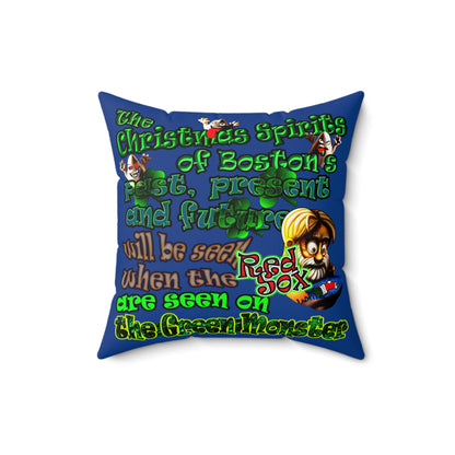 christmas spirits of boston - Spun Polyester Square Pillow - (dark blue)