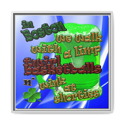 celtics logo - framed canvas art (blue-white wave)