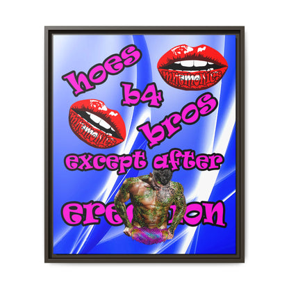 hoes b4 bros - framed canvas art (blue-white wave)